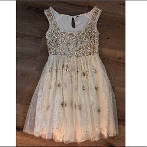 White/cream Free People beaded cocktail dress